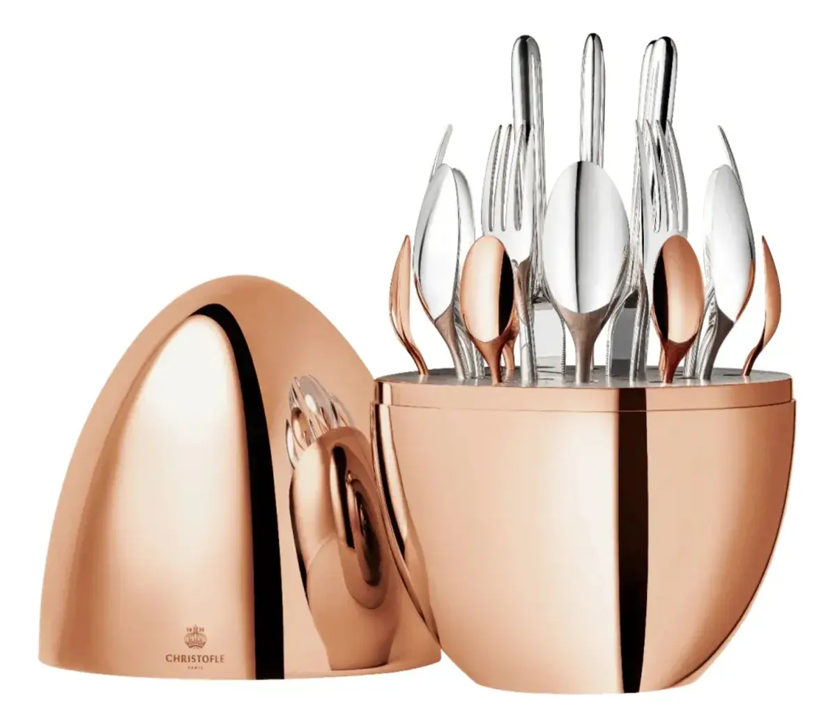 Juego De Cubiertos de Huevo oro rosa