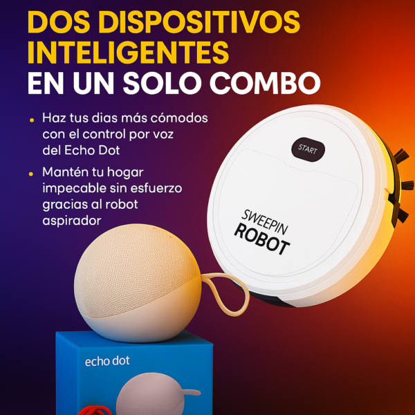 🔥 Combo Inteligente: Echo Dot + Robot Aspirador Sweepin
