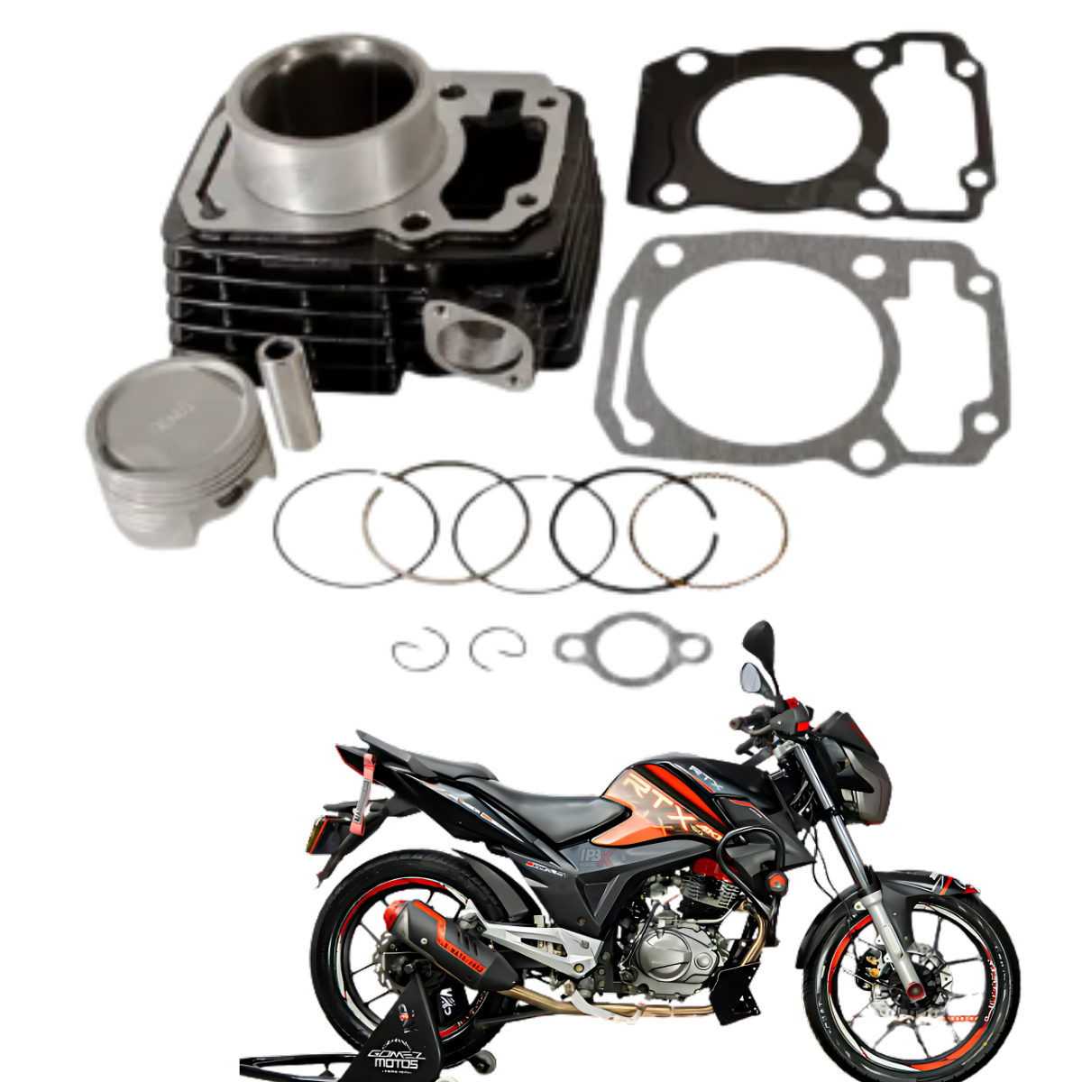 Kit cilindro completo AKT RTX 150 repuesto moto original